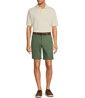 Roundtree & Yorke Casuals Classic Fit Flat Front Washed 9#double; Chino Shorts