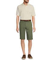 Roundtree & Yorke Casuals Classic Fit Flat Front Washed 13#double; Chino Shorts