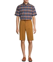 Roundtree & Yorke Casuals Classic Fit Flat Front Washed 13#double; Chino Shorts