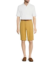 Roundtree & Yorke Casuals Classic Fit Flat Front Washed 13#double; Chino Shorts