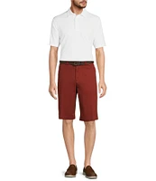 Roundtree & Yorke Casuals Classic Fit Flat Front Washed 13#double; Chino Shorts