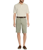 Roundtree & Yorke Casuals Classic Fit Flat Front Washed 13#double; Chino Shorts