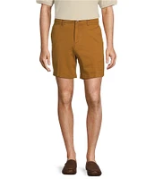 Roundtree & Yorke Casuals Straight Fit Flat Front Washed 7#double; Chino Shorts