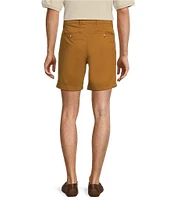 Roundtree & Yorke Casuals Straight Fit Flat Front Washed 7#double; Chino Shorts