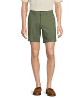 Roundtree & Yorke Casuals Straight Fit Flat Front Washed 7#double; Chino Shorts