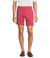 Roundtree & Yorke Casuals Straight Fit Flat Front Washed 7#double; Chino Shorts