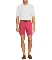 Roundtree & Yorke Casuals Straight Fit Flat Front Washed 7#double; Chino Shorts