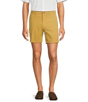 Roundtree & Yorke Casuals Straight Fit Flat Front Washed 7#double; Chino Shorts