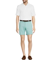 Roundtree & Yorke Casuals Straight Fit Flat Front Washed 7#double; Chino Shorts