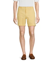 Roundtree & Yorke Casuals Straight Fit Flat Front Washed 7#double; Chino Shorts