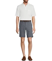 Roundtree & Yorke Casuals Flat Front Straight Fit Jacquard 9#double; Inseam Shorts