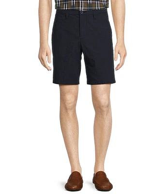 Roundtree & Yorke Casuals Flat Front Straight Fit Seersucker Plaid 9#double; Inseam Shorts