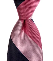 Roundtree & Yorke Chunky-Stripe 3 3/8#double; Woven Silk Tie