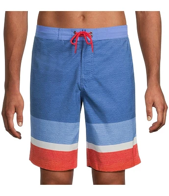 Roundtree & Yorke Colorblock Stripe 10#double; Swim Trunk