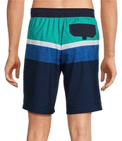 Roundtree & Yorke Color Block Striped 10#double; Inseam Swim Trunks