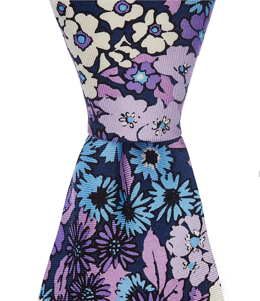 Roundtree & Yorke Floral 3 3/8#double; Woven Silk Tie