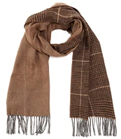 Roundtree & Yorke Glen Plaid Reversible Twisted Rope Fringe Scarf