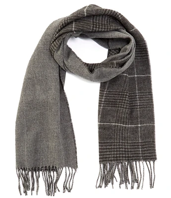 Roundtree & Yorke Glen Plaid Reversible Twisted Rope Fringe Scarf