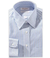 Roundtree & Yorke Gold Label Big & Tall Roundtree & Yorke Full-Fit Non-Iron Point-Collar Textured Stripe Dress Shirt
