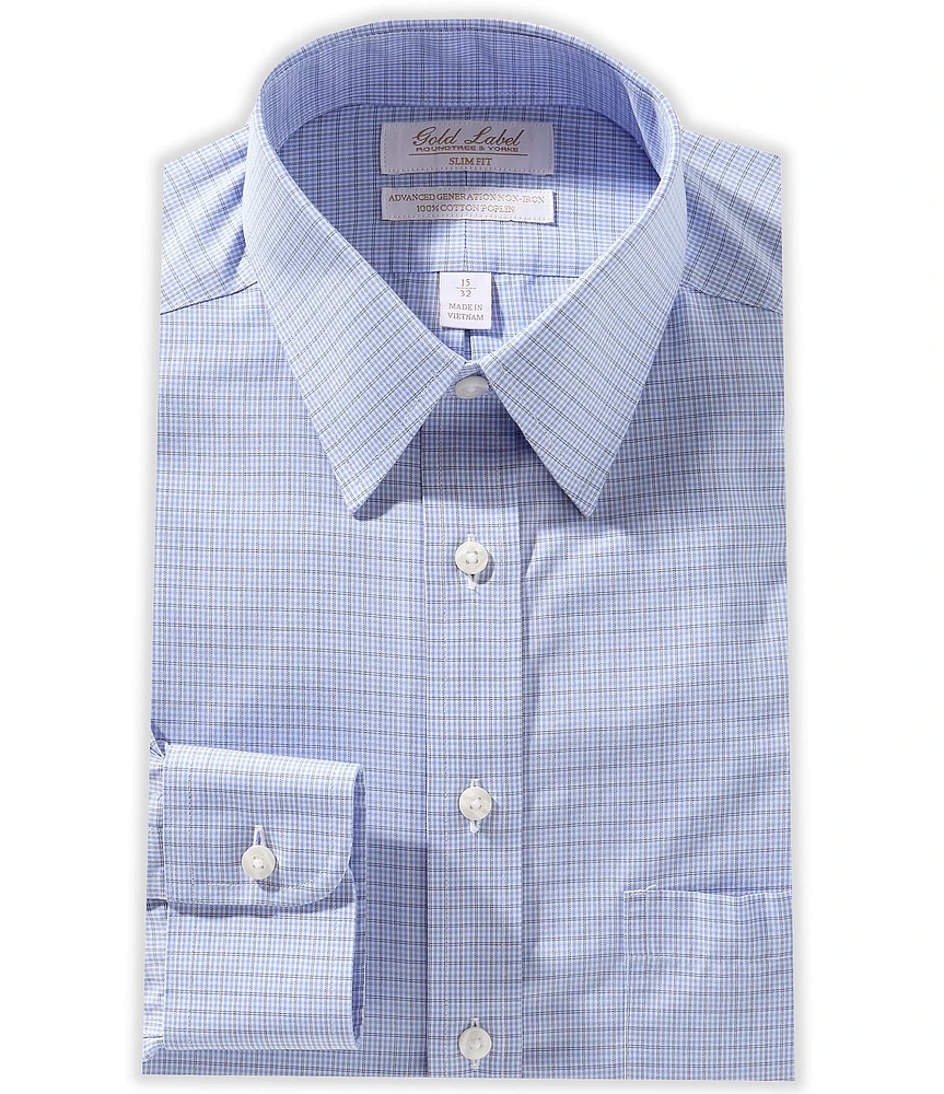 Roundtree & Yorke Gold Label Big & Tall Slim-Fit Non-Iron Point Collar Printed Dress Shirt