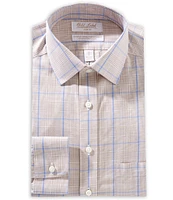 Roundtree & Yorke Gold Label Big & Tall Slim-Fit Non-Iron Spread Collar Windowpane Glen Plaid Dress Shirt