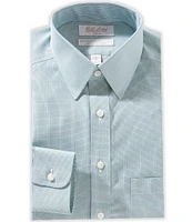 Roundtree & Yorke Gold Label Big & Tall Slim Fit Spread Collar Grid Poplin Dress Shirt