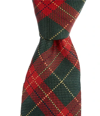 Roundtree & Yorke Holiday Traditional Plaid 3 1/8#double; Woven Silk Tie