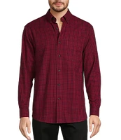 Roundtree & Yorke Long Sleeve Allover Small Plaid Portuguese Flannel Sport Shirt