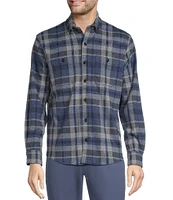 Roundtree & Yorke Long Sleeve Button Down Collar Large Plaid Knit Button-Front Shirt