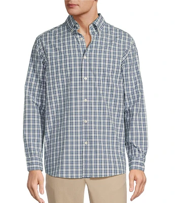 Roundtree & Yorke Long Sleeve Check Pattern Slub Sport Shirt