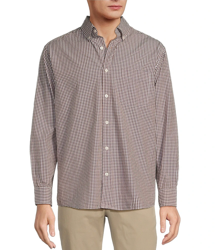 Roundtree & Yorke Long Sleeve Micro Check Pattern Slub Sport Shirt