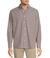 Roundtree & Yorke Long Sleeve Micro Check Pattern Slub Sport Shirt