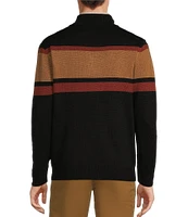 Roundtree & Yorke Long Sleeve Chest Stripe Quarter Zip Sweater Pullover