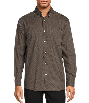 Roundtree & Yorke Long Sleeve Circle Print Poplin Sport Shirt