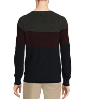 Roundtree & Yorke Long Sleeve Color Blocked Crewneck Pullover Sweater