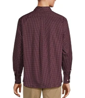 Roundtree & Yorke Long Sleeve Diamond Print Poplin Sport Shirt