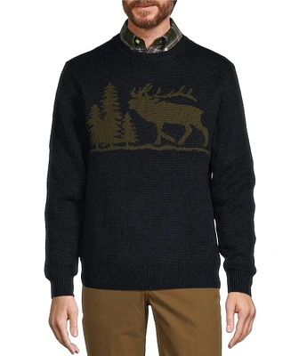 Roundtree & Yorke Long Sleeve Elk Scenic Crewneck Sweater