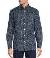 Roundtree & Yorke Long Sleeve Floral Print Poplin Sport Shirt