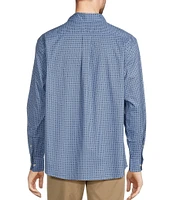 Roundtree & Yorke Long Sleeve Geometric Print Poplin Sport Shirt