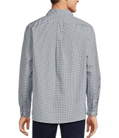 Roundtree & Yorke Long Sleeve Geometric Print Slub Sport Shirt