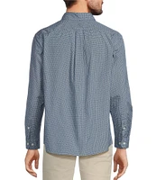 Roundtree & Yorke Long Sleeve Geometric Print Slub Sport Shirt