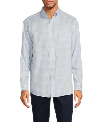 Roundtree & Yorke Long Sleeve Gingham Checked Twill Sport Shirt