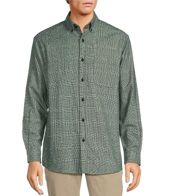 Roundtree & Yorke Long Sleeve Glen Plaid Portuguese Flannel Sport Shirt