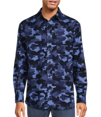 Roundtree & Yorke Long Sleeve Heavy Twill Camo Print Sport Shirt