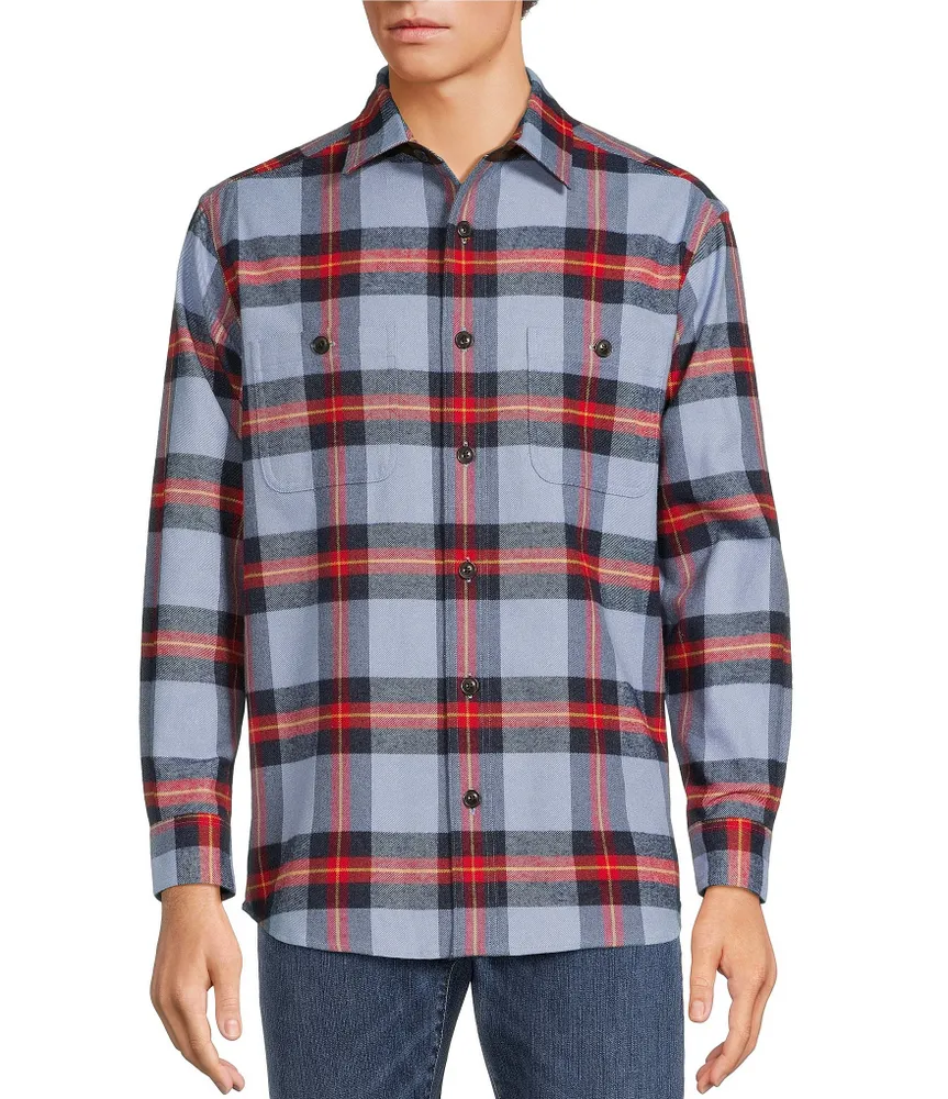 Roundtree & Yorke Long Sleeve Heavy Twill Plaid Sport Shirt