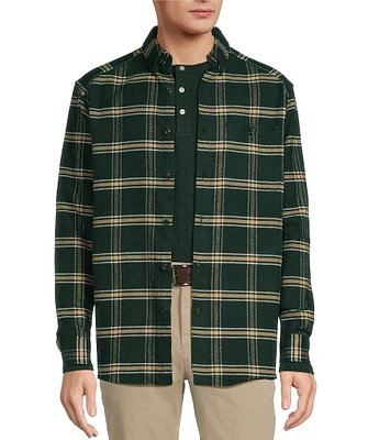 Roundtree & Yorke Long Sleeve Heavyweight Twill Windowpane Plaid Shirt Jacket