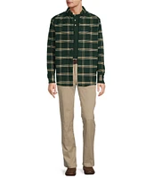 Roundtree & Yorke Long Sleeve Heavyweight Twill Windowpane Plaid Shirt Jacket