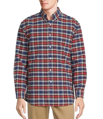 Roundtree & Yorke Long Sleeve Classic Plaid Oxford Sport Shirt