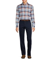 Roundtree & Yorke Long Sleeve Plaid Oxford Sport Shirt