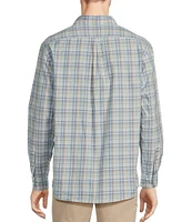 Roundtree & Yorke Long Sleeve Plaid Pattern Slub Sport Shirt